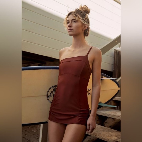 New Seea Bolinas Surf Swim Suit one piece liner built in shorts XL Brown Walnut - Picture 2 of 6